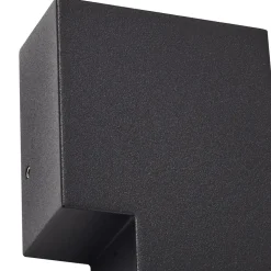 Lindby udendørs LED-væglampe Fendir, sort, aluminium, 10,5 cm