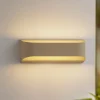 Lindby udendørs LED-væglampe Lenore, beige, metal, 36,5 cm