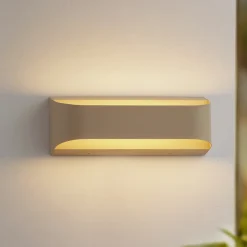Lindby udendørs LED-væglampe Lenore, beige, metal, 36,5 cm