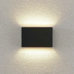 Lindby udendørs LED-væglampe Jarte, 20 cm, op/ned, grå, IP65