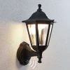 Lindby udendørs LED-væglampe Iavo, sensor, sort, lygte