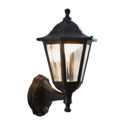 Lindby udendørs LED-væglampe Iavo, sensor, sort, lygte