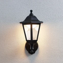 Lindby udendørs LED-væglampe Iavo, sensor, sort, lygte