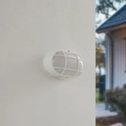 Lindby udendørs LED-væglampe Alisha, hvid, plast, IP54