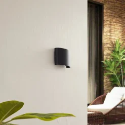 Lindby udendørs LED-væglampe Ithan, 2 lyskilder, antracit, metal