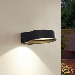 Lindby udendørs LED-væglampe Jesiba, antracit, aluminium, Ø 16cm