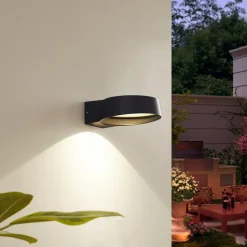 Lindby udendørs LED-væglampe Jesiba, antracit, aluminium, Ø 16cm