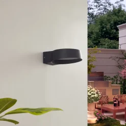 Lindby udendørs LED-væglampe Jesiba, antracit, aluminium, Ø 16cm