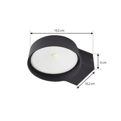 Lindby udendørs LED-væglampe Jesiba, antracit, aluminium, Ø 16cm