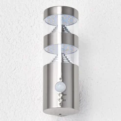 Lindby udendørs LED-væglampe Lanea, 22 cm, stål, sensor