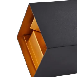 Lindby udendørs LED-væglampe Nivar, kantet, sort/guld, IP54