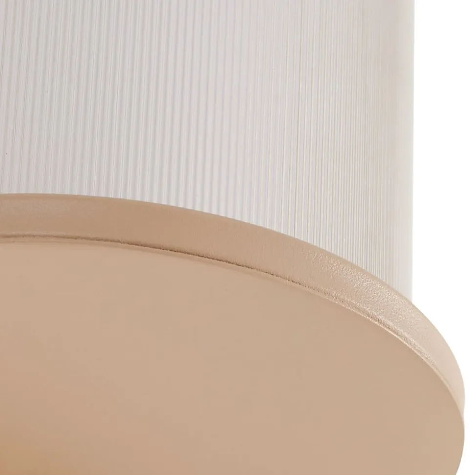 Lindby udendørs LED-væglampe Calvik, beige, riflet, IP44