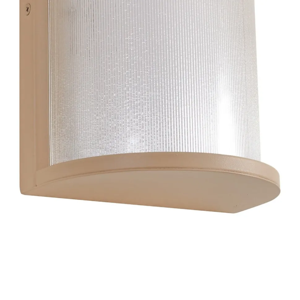 Lindby udendørs LED-væglampe Calvik, beige, riflet, IP44
