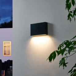 Lindby udendørs LED-væglampe Jarte, 20 cm, ned, grå, IP65