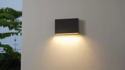 Lindby udendørs LED-væglampe Jarte, 20 cm, ned, grå, IP65