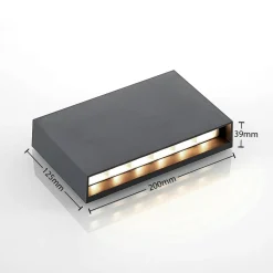 Lindby udendørs LED-væglampe Jarte, 20 cm, ned, grå, IP65