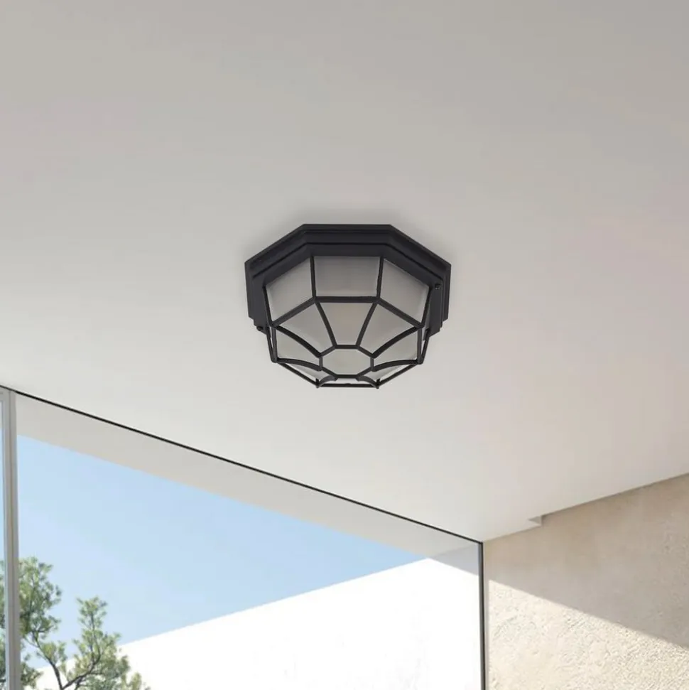 Lindby udendørs loftlampe Idril, antracit, metal, Ø 26,5 cm