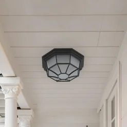 Lindby udendørs loftlampe Idril, antracit, metal, Ø 26,5 cm