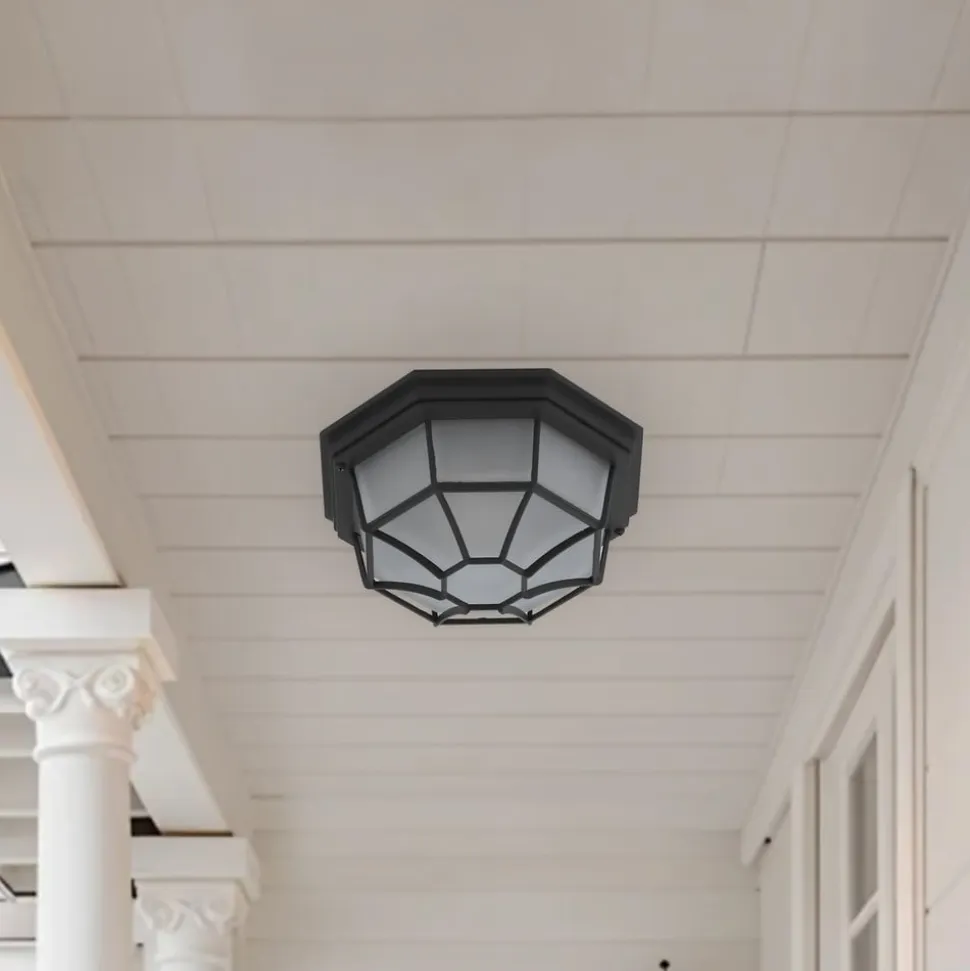 Lindby udendørs loftlampe Idril, antracit, metal, Ø 26,5 cm