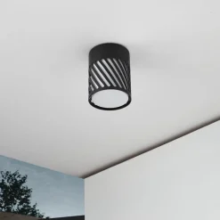 Lindby udendørs loftlampe Lurinda, 10,5 cm, sort, aluminium,