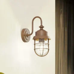 Lindby udendørs væglampe Adalie, rustfarvet, stål