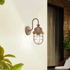 Lindby udendørs væglampe Adalie, rustfarvet, stål