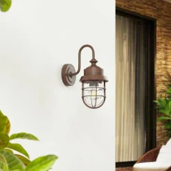 Lindby udendørs væglampe Adalie, rustfarvet, stål