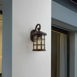 Lindby udendørs væglampe Ankea, rust/amber, 37 cm, IP23, E27