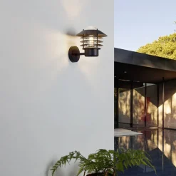 Lindby udendørs væglampe Belmiro, jern, 23,5 cm, E27, sort