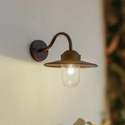 Lindby udendørs væglampe Bilma, rustfarvet, glas, 29 cm