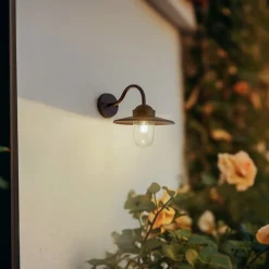 Lindby udendørs væglampe Bilma, rustfarvet, glas, 29 cm