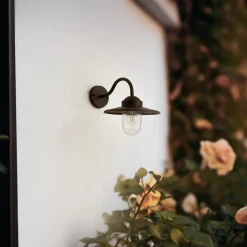 Lindby udendørs væglampe Bilma, rustfarvet, glas, 29 cm