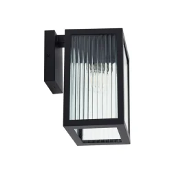 Lindby udendørs væglampe Bolgar, sort, metal, glas, 15 cm