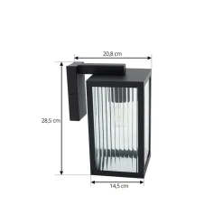 Lindby udendørs væglampe Bolgar, sort, metal, glas, 15 cm