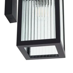 Lindby udendørs væglampe Bolgar, sort, metal, glas, 15 cm