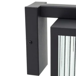 Lindby udendørs væglampe Bolgar, sort, metal, glas, 15 cm