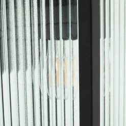 Lindby udendørs væglampe Bolgar, sort, metal, glas, 15 cm