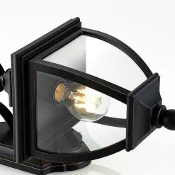 Lindby udendørs væglampe Cerys, sort, plast, højde 37 cm