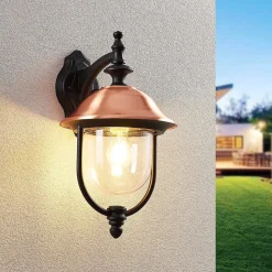 Lindby udendørs væglampe Clint, kobber, nedadrettet, IP44