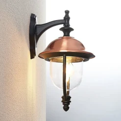 Lindby udendørs væglampe Clint, kobber, nedadrettet, IP44