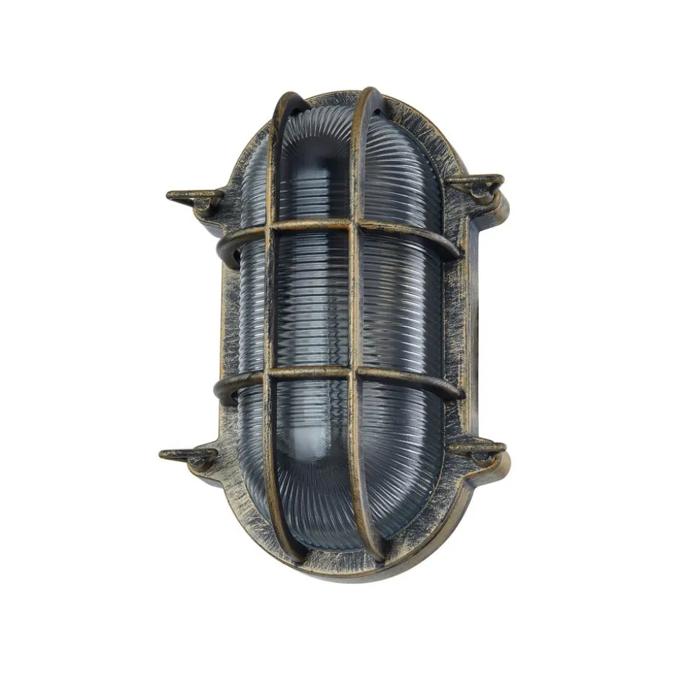 Lindby udendørs væglampe Daaje, guldfarvet, 16 cm, aluminium