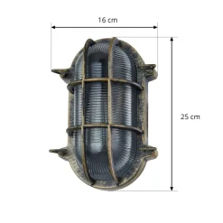Lindby udendørs væglampe Daaje, guldfarvet, 16 cm, aluminium