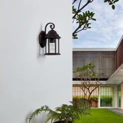 Lindby udendørs væglampe Daaje, rustfarvet, 30,5 cm, aluminium