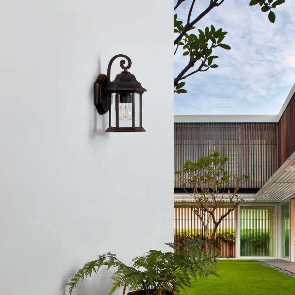 Lindby udendørs væglampe Daaje, rustfarvet, 30,5 cm, aluminium