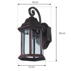 Lindby udendørs væglampe Daaje, rustfarvet, 30,5 cm, aluminium