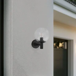 Lindby udendørs væglampe Dangan, klar, glas, Ø 20 cm