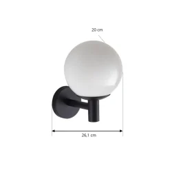 Lindby udendørs væglampe Dangan, hvid, glas, Ø 20 cm, IP44