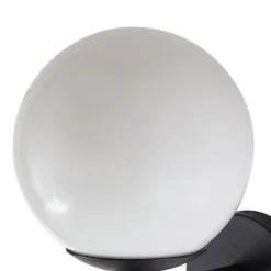 Lindby udendørs væglampe Dangan, hvid, glas, Ø 20 cm, IP44