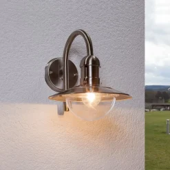 Lindby udendørs væglampe Damion, 30 cm, stål, E27, IP44