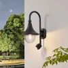 Lindby udendørs væglampe Daphne, sort, sensor, metal, E27